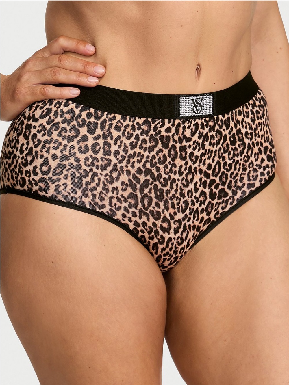 NWT Victoria’s Secret Logo Cotton Shine Patch Modern Brief Panty.